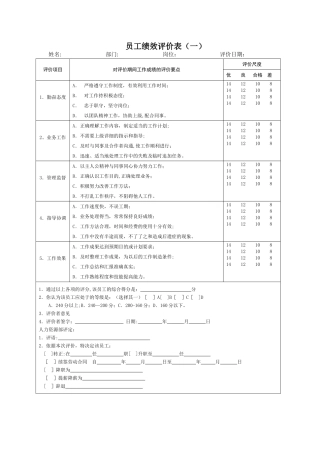 燃气公司绩效考核表格大全