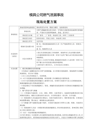 燃气泄漏事故现场处置方案