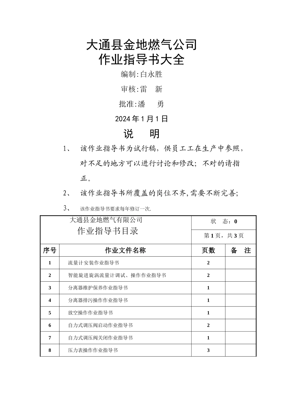 燃气有限责任公司作业指导书大全_第1页