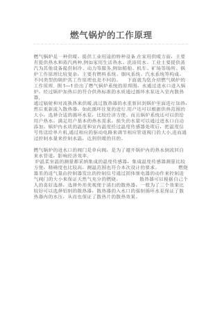 燃气锅炉的工作原理