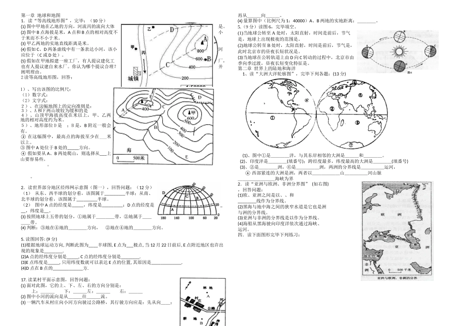 2025年七年级上册地理必考填图题章_第1页