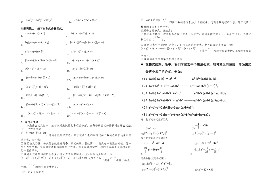 2025年专题研究因式分解总结归纳及典型例题_第2页