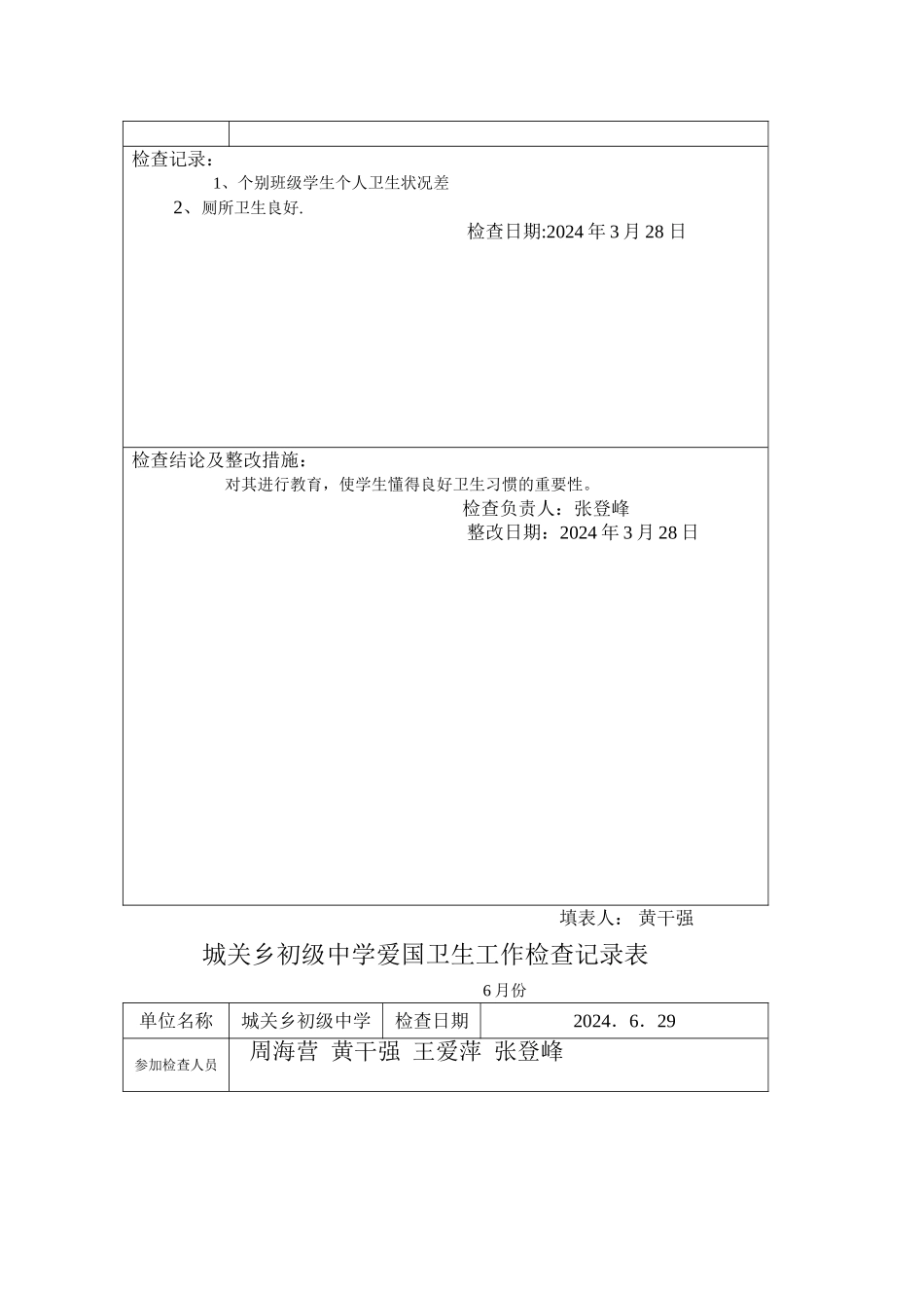 爱卫工作检查记录表_第2页
