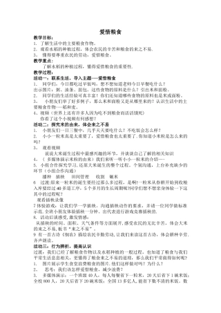爱惜粮食教案