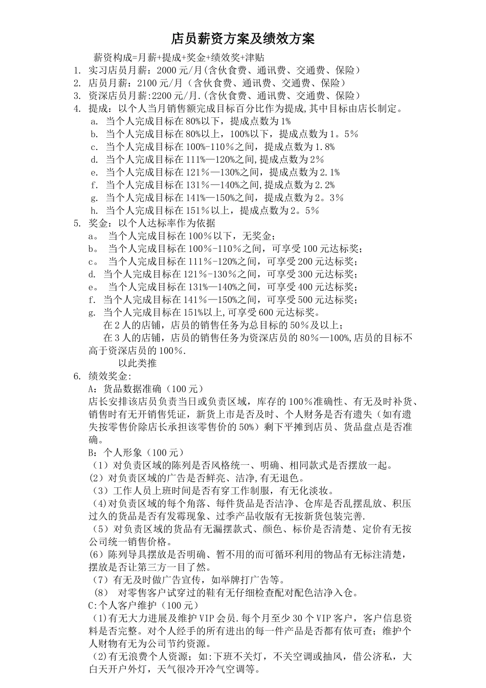 爽度店员薪资方案及绩效方案_第1页