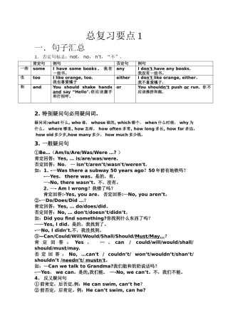牛津上海版英语六年级总复习知识点总结
