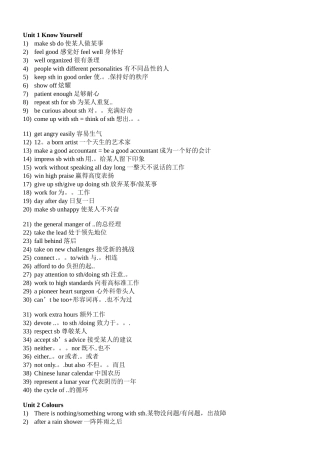 牛津译林版九年级上册英语词组总结