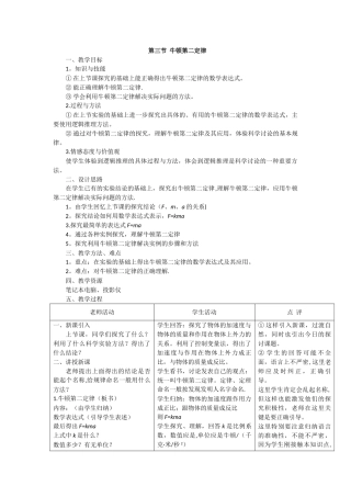 牛顿第二定律教案