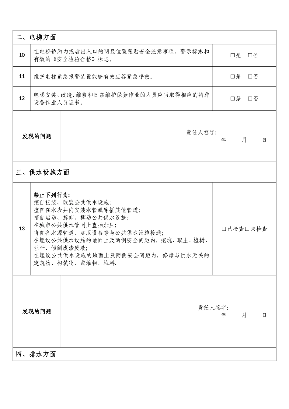 物业企业安全生产自查表_第2页