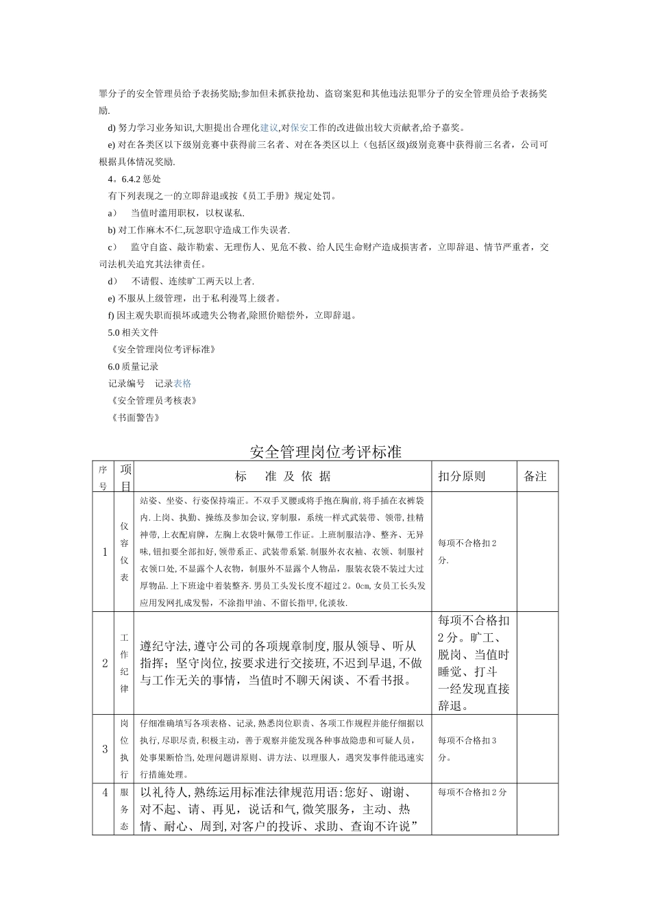物业公司安全管理部考核控制规程_第2页