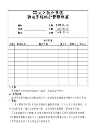 物业公司弱电系统维护管理制度