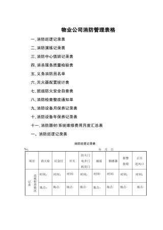 物业公司消防管理表格