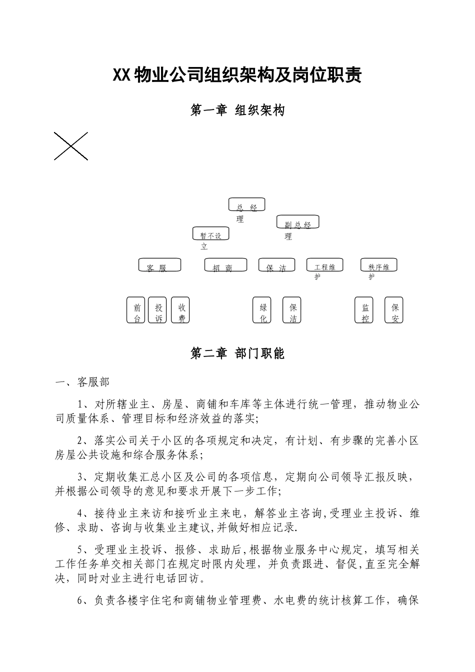 物业公司组织架构及岗位职责12555_第1页