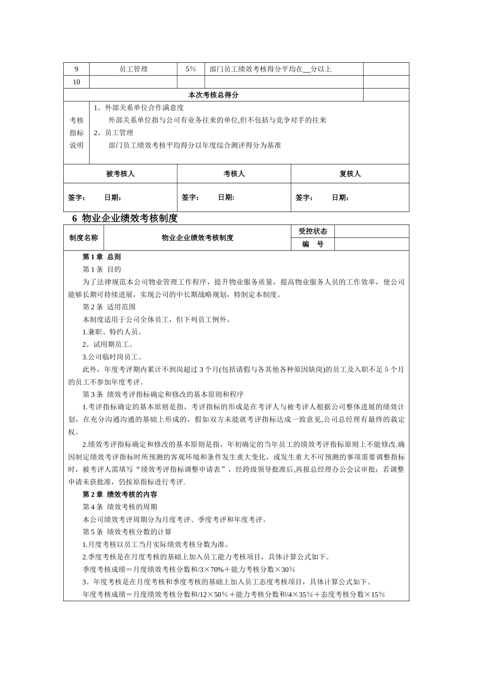物业公司绩效考核KPI指标及方案_第3页