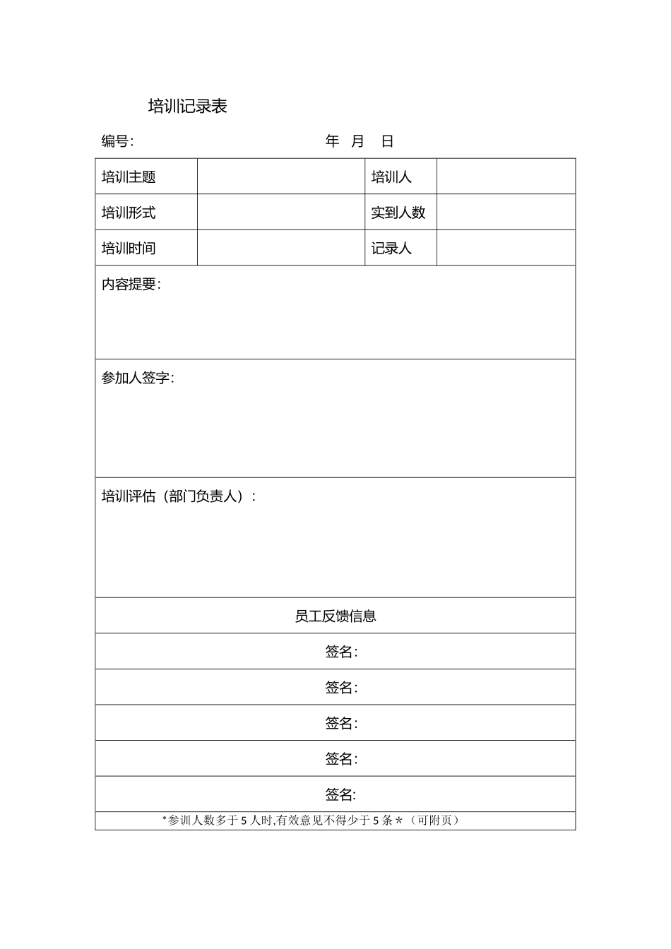 物业培训记录表_第1页