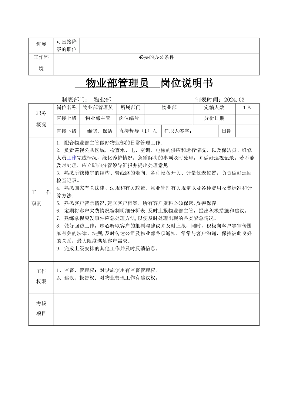 物业岗位说明书_第2页