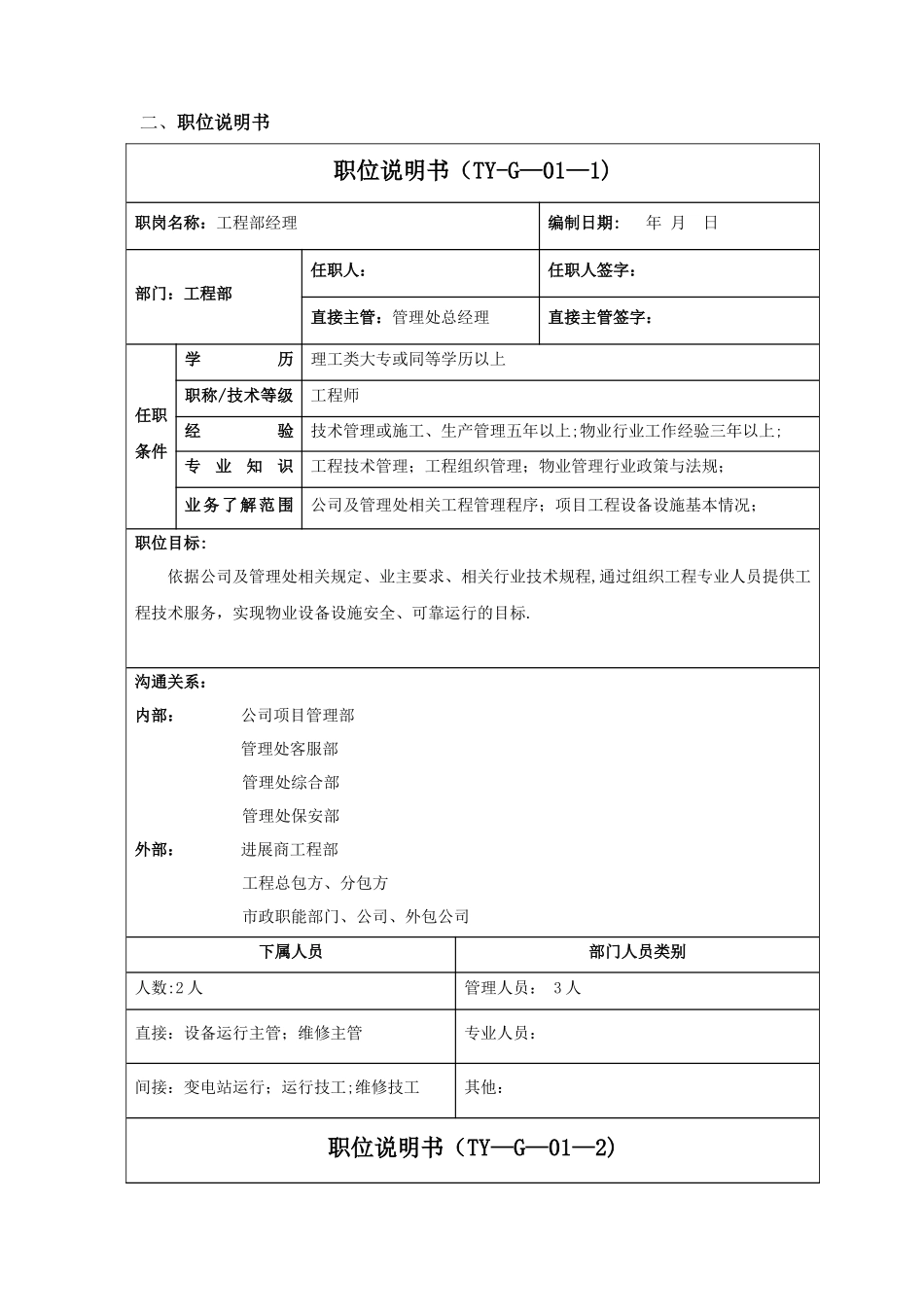 物业工程部职位说明书_第3页