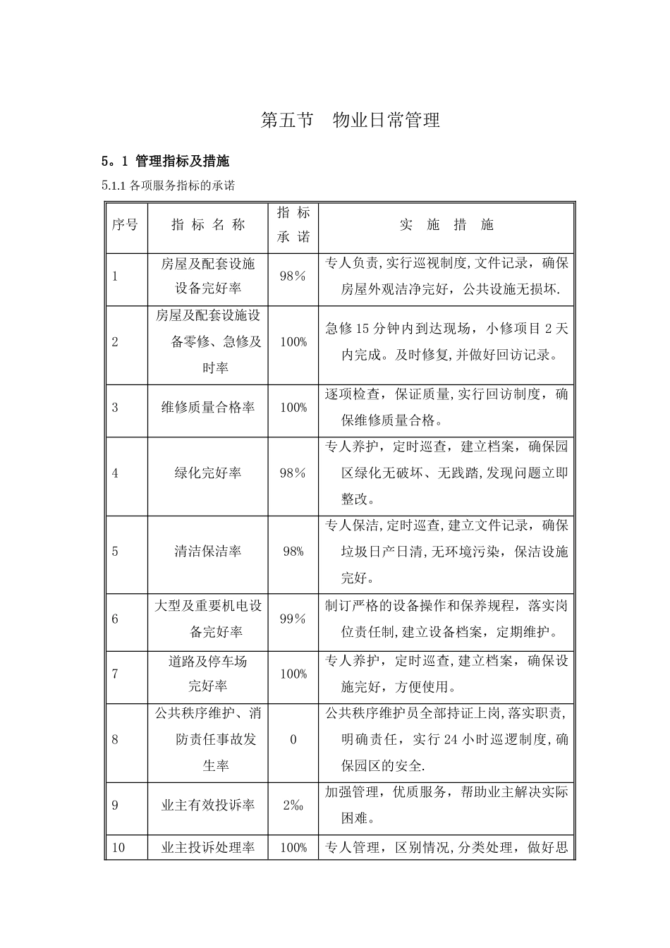 物业日常管理服务工作方案_第1页