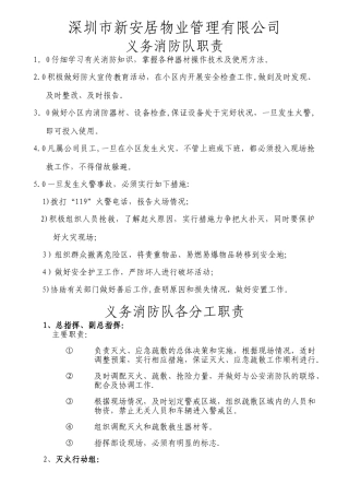 物业管理义务消防队职责
