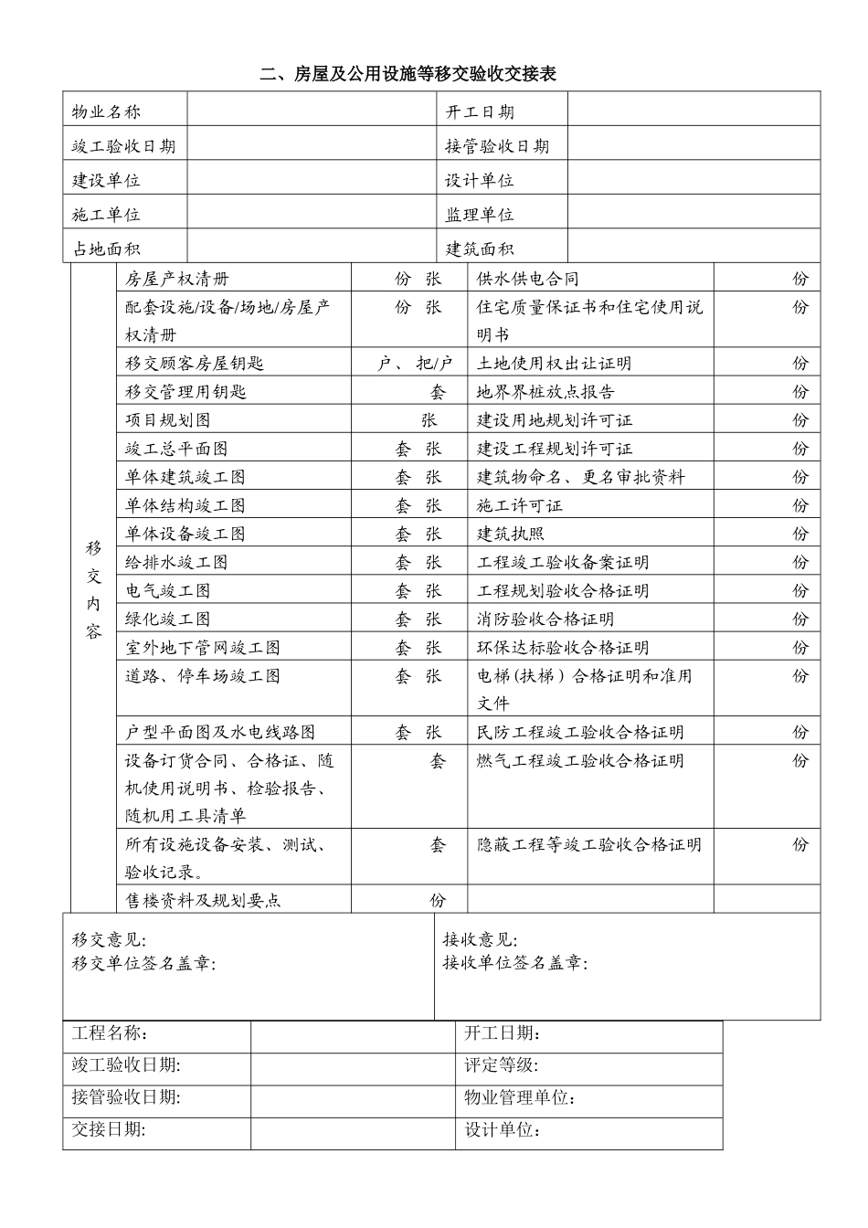 物业管理交接表格_第2页
