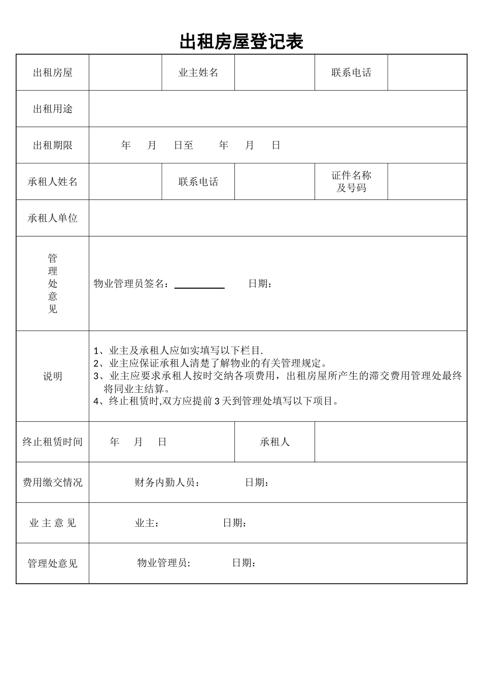 物业管理公司所用表格_第2页
