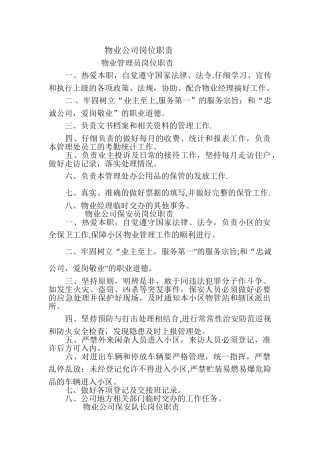 物业管理公司物业管理员岗位职责