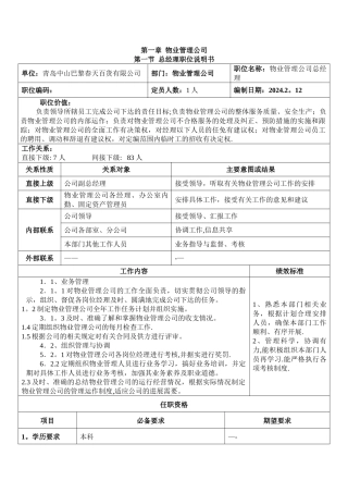 物业管理公司职位说明书