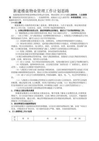 物业管理工作计划思路-