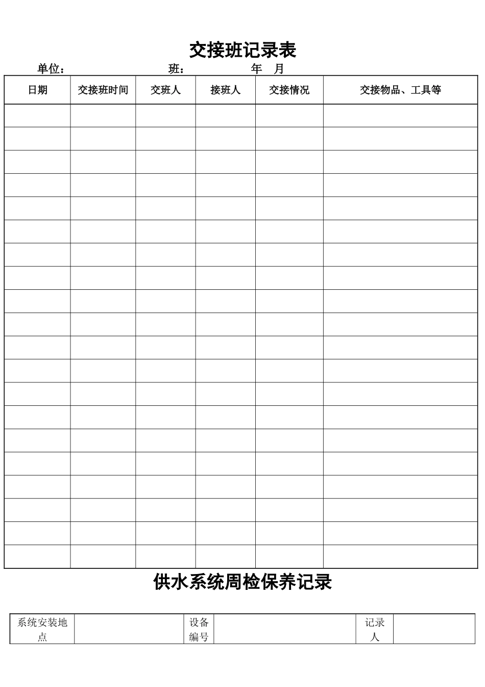 物业管理工程部全套表格_第1页