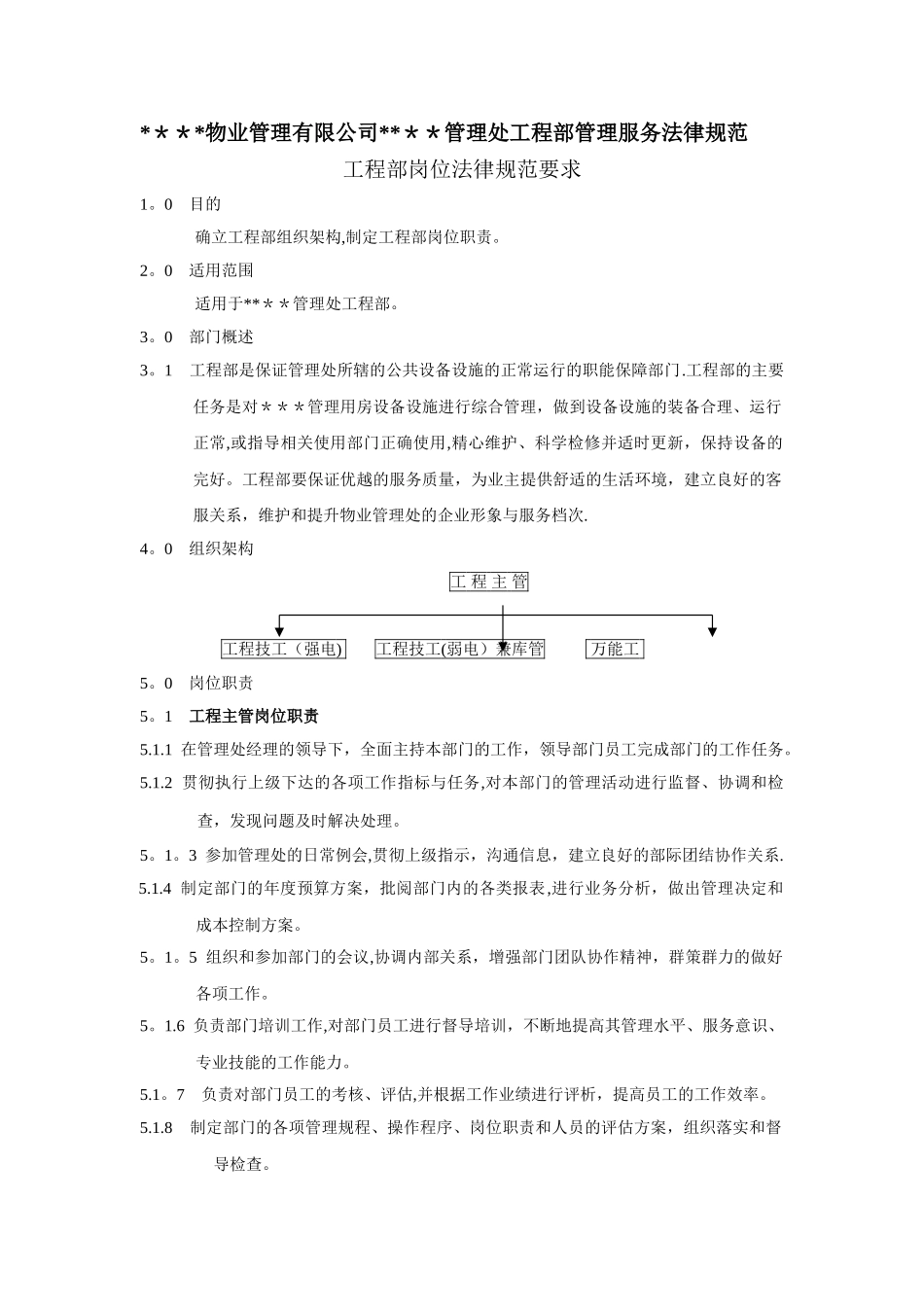 物业管理有限公司管理处工程部管理服务细节规范_第1页