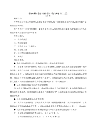 物业管理答客问汇总