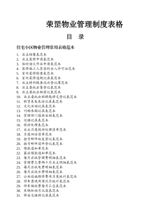 物业管理表格全套