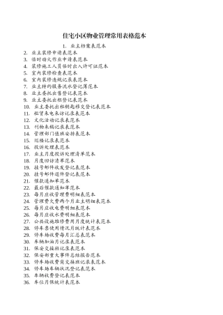 物业管理表格范本