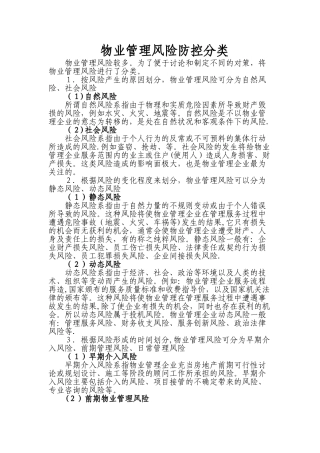 物业管理风险防控分类