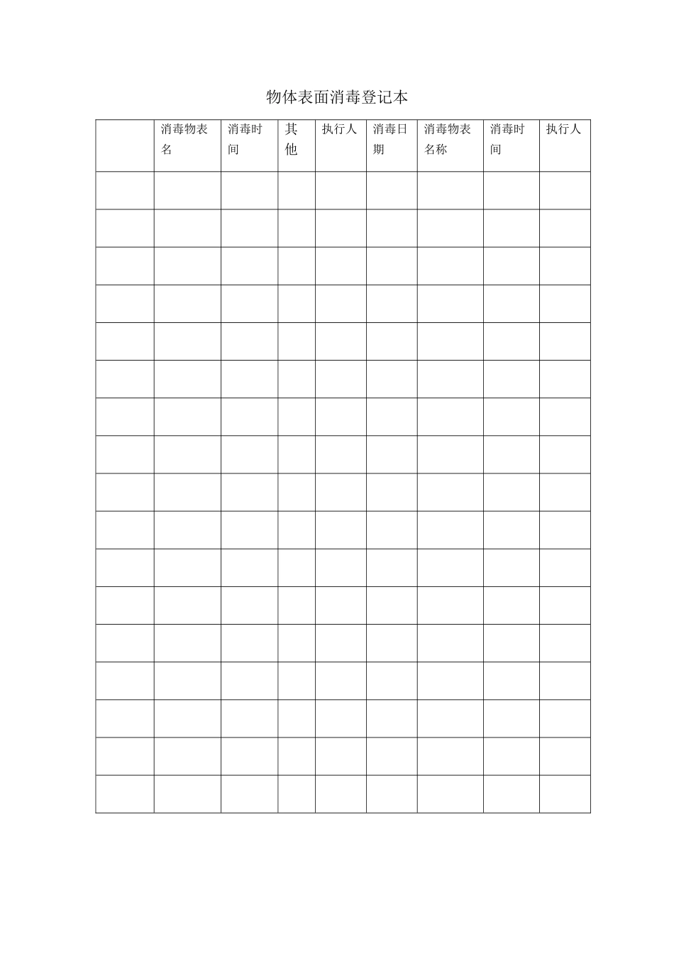 物体表面消毒登记表_第1页