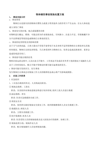 物体砸伤事故现场处置方案