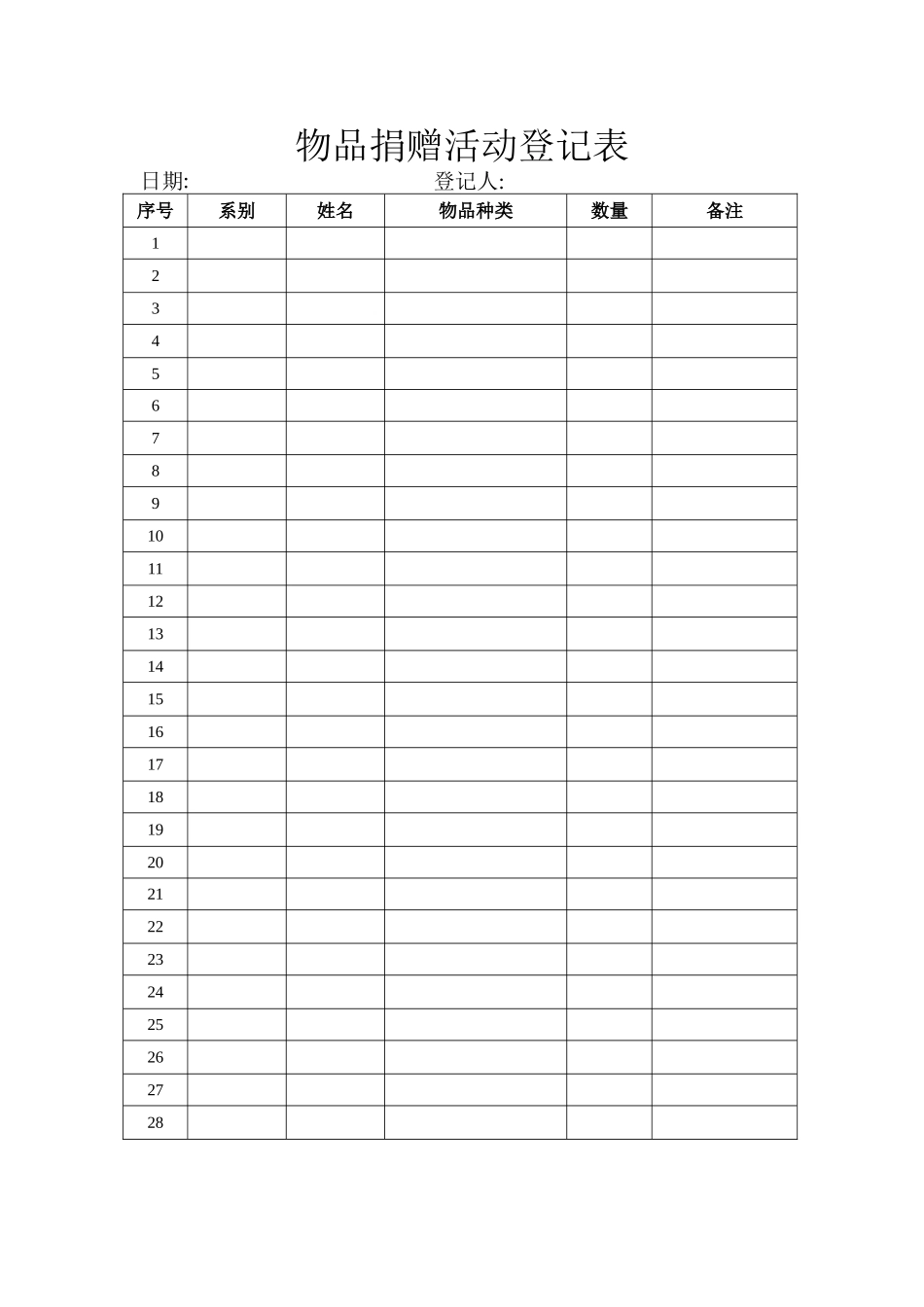 物品捐赠活动登记表_第1页