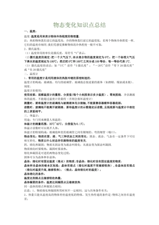 物态变化知识点总结