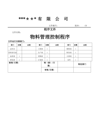 物料管理控制程序