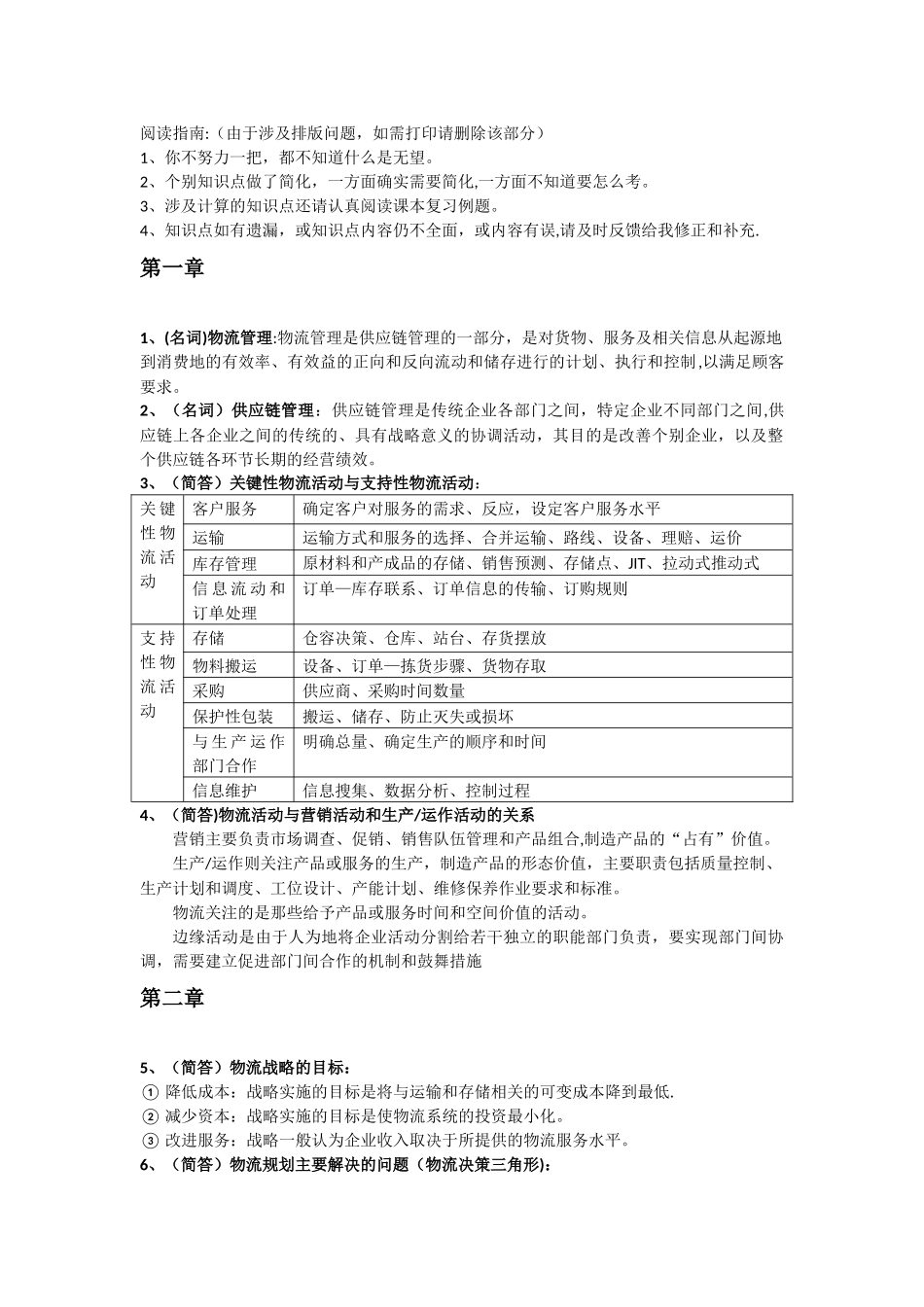 物流与供应链管理知识点整理_第1页