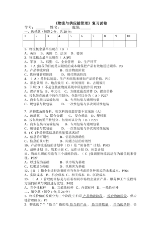 物流与供应链管理复习题答案