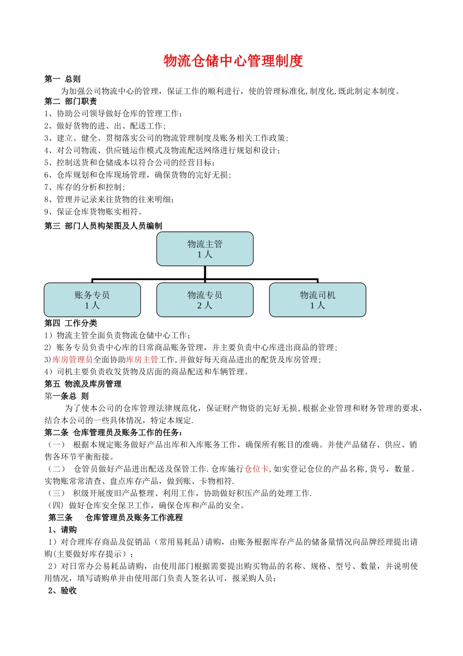 物流仓储中心管理制度_第1页
