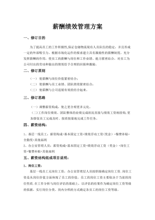 物流仓库薪酬绩效管理方案