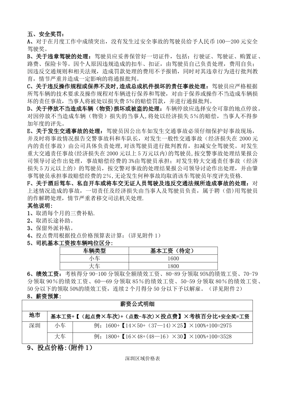 物流公司配送中心司机绩效工资方案_第2页