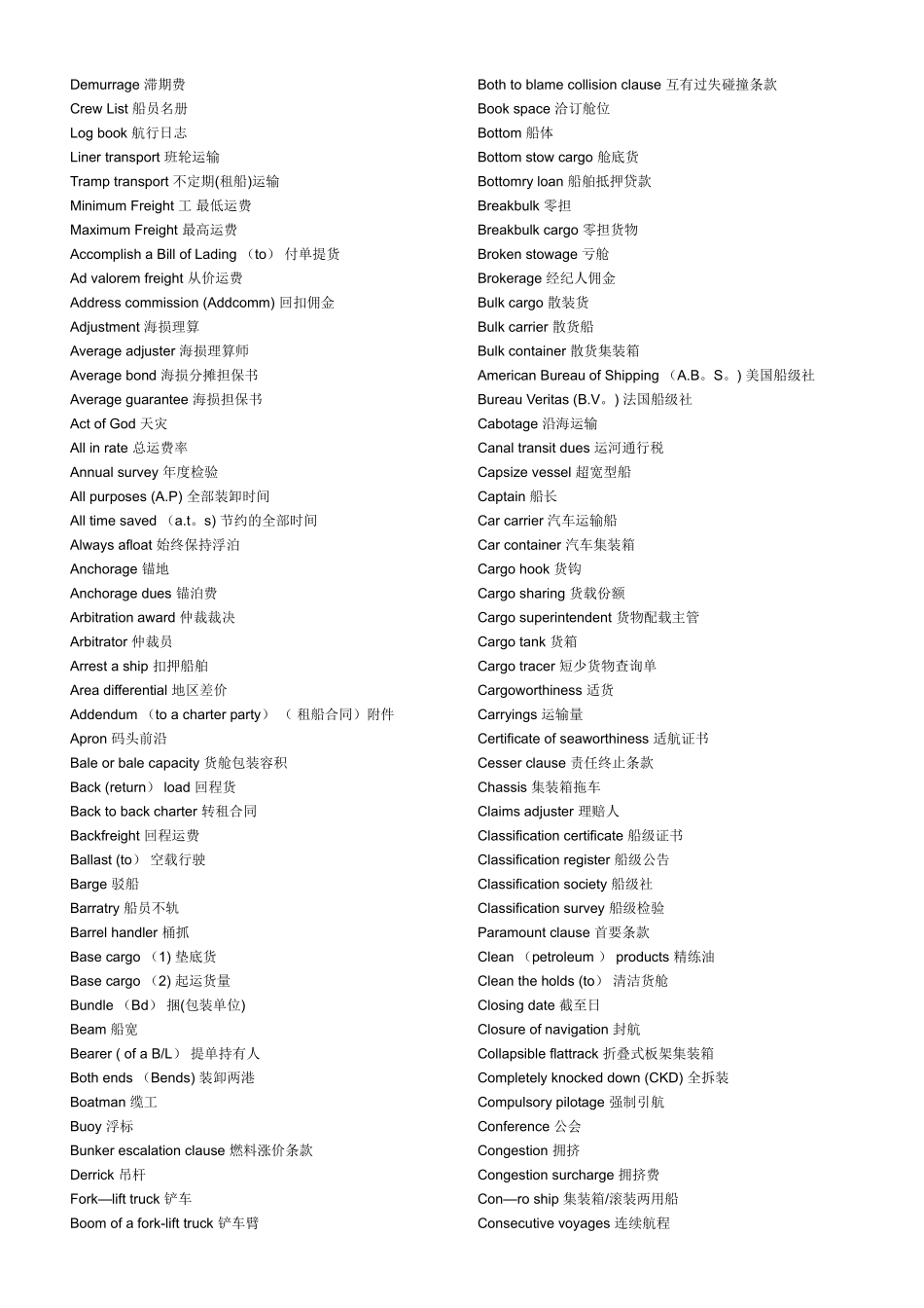 物流术语中英文对照大全_第2页