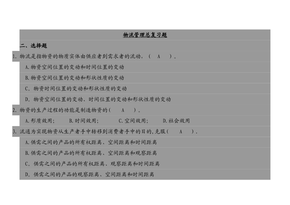 物流管理考试复习题_第1页