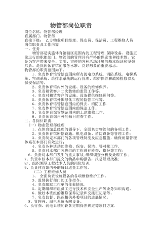 物管部岗位职责