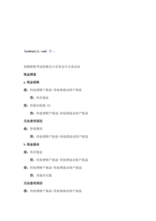 2025年初级职称考试初级会计实务会计分录总结