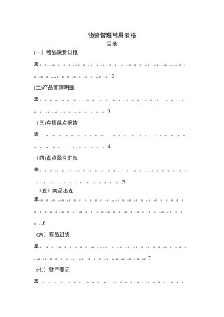 物资管理常用表格
