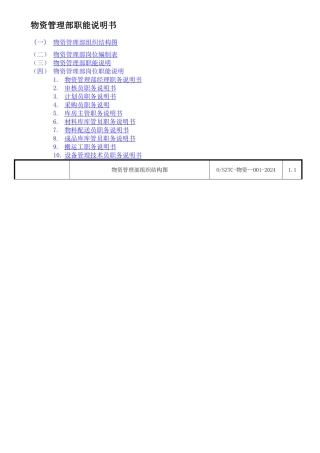 物资管理部职能说明书
